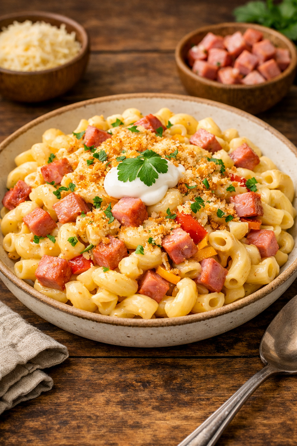Macaroni au fromage et au jambon